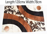 Handmade Cow Hide Patchwork Hair-On Fur Leather Rug , Genuine Animal Skin Leather Rug, Anti Slip Material On Back 10 SQ/FT