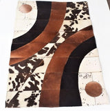 Handmade Cow Hide Patchwork Hair-On Fur Leather Rug , Genuine Animal Skin Leather Rug, Anti Slip Material On Back 10 SQ/FT