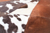 Handmade Cow Hide Patchwork Hair-On Fur Leather Rug , Genuine Animal Skin Leather Rug, Anti Slip Material On Back 10 SQ/FT