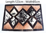 Handmade Cow Hide Patchwork Hair-On Fur Leather Rug , Genuine Animal Skin Leather Rug, Anti Slip Material On Back 11.25 SQ/FT
