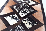 Handmade Cow Hide Patchwork Hair-On Fur Leather Rug , Genuine Animal Skin Leather Rug, Anti Slip Material On Back 11.25 SQ/FT