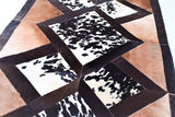 Handmade Cow Hide Patchwork Hair-On Fur Leather Rug , Genuine Animal Skin Leather Rug, Anti Slip Material On Back 11.25 SQ/FT