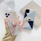 Geometric Glitter Marble Painting iphone Case With Bracket Ring