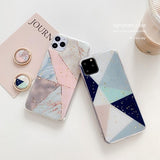 Geometric Glitter Marble Painting iphone Case With Bracket Ring