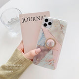 Geometric Glitter Marble Painting iphone Case With Bracket Ring