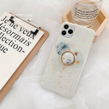 Geometric Glitter Marble Painting iphone Case With Bracket Ring