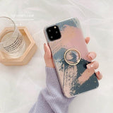 Geometric Glitter Marble Painting iphone Case With Bracket Ring