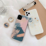 Geometric Glitter Marble Painting iphone Case With Bracket Ring