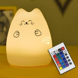 Silicone Cat LED Light With Remote Control And Touch Sensor Tap Colorful Lamp