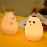 Silicone Cat LED Light With Remote Control And Touch Sensor Tap Colorful Lamp