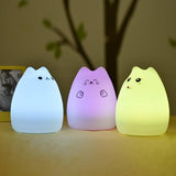 Silicone Cat LED Light With Remote Control And Touch Sensor Tap Colorful Lamp