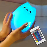 Silicone Cat LED Light With Remote Control And Touch Sensor Tap Colorful Lamp