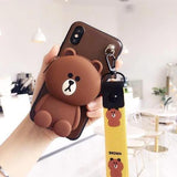 Stand Cute - 3D Wallet Phone Case For iPhone Brown bear / iPhone 6/6s 3D Phone Cases