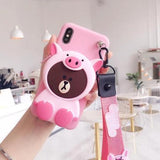 Stand Cute - 3D Wallet Phone Case For iPhone Pink pig / iPhone 6/6s 3D Phone Cases