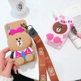 Stand Cute - 3D Wallet Phone Case For iPhone Ribbon bear / iPhone 6/6s 3D Phone Cases